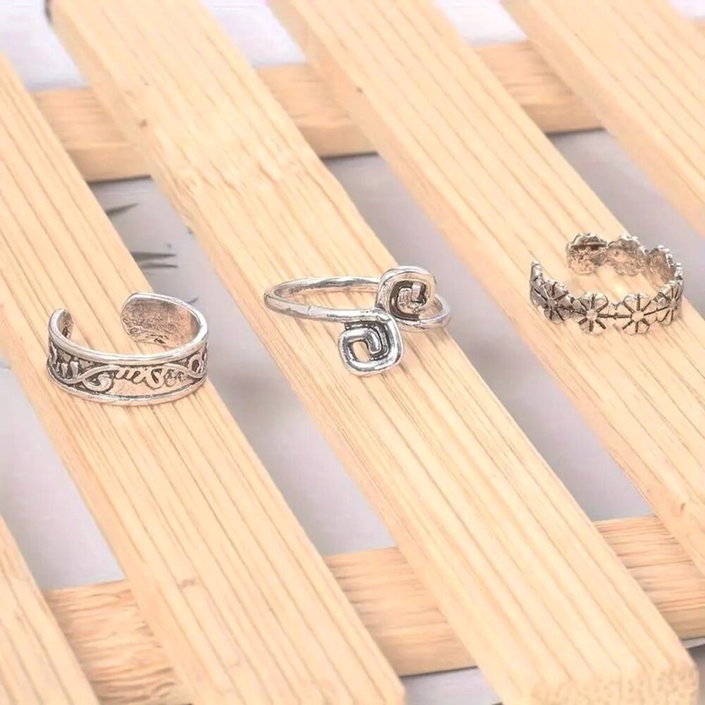 Toe Rings Foot Jewelry Minimalist Silver Adjustable Beach Boho Trendy Stylish